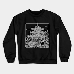 Black and white illustration of pretty tardis in Japan Crewneck Sweatshirt